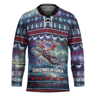 Tonga Christmas Hockey Jersey with Singing Whale Ocean Scene National Coat of Arms - Polynesian Pride