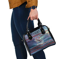 Tonga Christmas Shoulder Handbag with Singing Whale Ocean Scene National Coat of Arms - Polynesian Pride