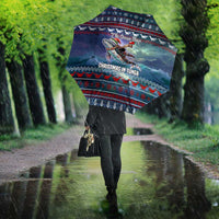 Tonga Christmas Umbrella with Singing Whale Ocean Scene National Coat of Arms - Polynesian Pride