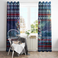 Tonga Christmas Window Curtain with Singing Whale Ocean Scene National Coat of Arms - Polynesian Pride