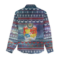 Tonga Christmas Women Casual Shirt with Singing Whale Ocean Scene National Coat of Arms - Polynesian Pride