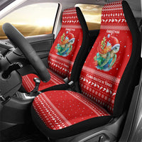 Tonga Christmas Car Seat Cover with Sea Turtle Coral Reef Design Snowflake Pattern and National Emblem TS04 - Polynesian Pride