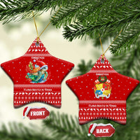 Tonga Christmas Ceramic Ornament with Sea Turtle Coral Reef Design Snowflake Pattern and National Emblem - Polynesian Pride