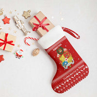 Tonga Christmas Stocking with Sea Turtle Coral Reef Design Snowflake Pattern and National Emblem - Polynesian Pride