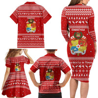 Tonga Christmas Family Matching Long Sleeve Bodycon Dress and Hawaiian Shirt with Sea Turtle Coral Reef Design Snowflake Pattern and National Emblem TS04 - Polynesian Pride