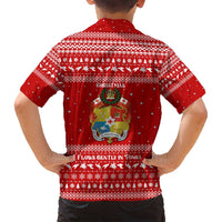 Tonga Christmas Family Matching Off Shoulder Short Dress and Hawaiian Shirt with Sea Turtle Coral Reef Design Snowflake Pattern and National Emblem TS04 - Polynesian Pride
