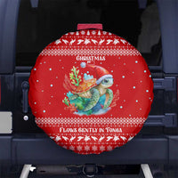 Tonga Christmas Spare Tire Cover with Sea Turtle Coral Reef Design Snowflake Pattern and National Emblem TS04 No hole Red White - Polynesian Pride