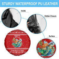 Tonga Christmas Spare Tire Cover with Sea Turtle Coral Reef Design Snowflake Pattern and National Emblem TS04 - Polynesian Pride