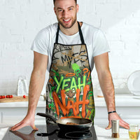 Yeah Nah Graffiti Skull New Zealand Slang Apron Kiwi Grunge Brick Wall and Bold Urban Street Art TS04 - Polynesian Pride