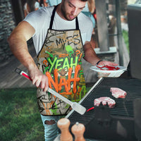 Yeah Nah Graffiti Skull New Zealand Slang Apron Kiwi Grunge Brick Wall and Bold Urban Street Art TS04 - Polynesian Pride