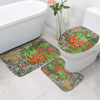 Yeah Nah Graffiti Skull New Zealand Slang Bathroom Set Kiwi Grunge Brick Wall and Bold Urban Street Art