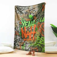 Yeah Nah Graffiti Skull New Zealand Slang Blanket Kiwi Grunge Brick Wall and Bold Urban Street Art TS04 - Polynesian Pride