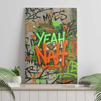 Yeah Nah Graffiti Skull New Zealand Slang Canvas Wall Art Kiwi Grunge Brick Wall and Bold Urban Street Art