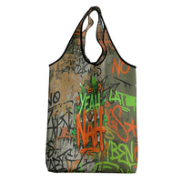Yeah Nah Graffiti Skull New Zealand Slang Grocery Bag Kiwi Grunge Brick Wall and Bold Urban Street Art TS04 - Polynesian Pride