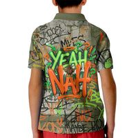 Yeah Nah Graffiti Skull New Zealand Slang Kid Polo Shirt Kiwi Grunge Brick Wall and Bold Urban Street Art TS04 - Polynesian Pride