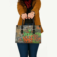 Yeah Nah Graffiti Skull New Zealand Slang Leather Bag Kiwi Grunge Brick Wall and Bold Urban Street Art