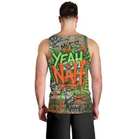 Yeah Nah Graffiti Skull New Zealand Slang Men Tank Top Kiwi Grunge Brick Wall and Bold Urban Street Art TS04 - Polynesian Pride