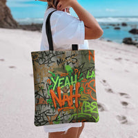 Yeah Nah Graffiti Skull New Zealand Slang Tote Bag Kiwi Grunge Brick Wall and Bold Urban Street Art TS04 - Polynesian Pride
