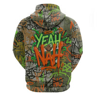Yeah Nah Graffiti Skull New Zealand Slang Zip Hoodie Kiwi Grunge Brick Wall and Bold Urban Street Art TS04 - Polynesian Pride