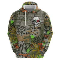 Yeah Nah Graffiti Skull New Zealand Slang Zip Hoodie Kiwi Grunge Brick Wall and Bold Urban Street Art TS04 - Polynesian Pride