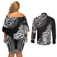 Hawaii Polynesian Couples Matching Off Shoulder Short Dress and Long Sleeve Button Shirts Gorila Tatoo Polynesian Style TS04 - Polynesian Pride