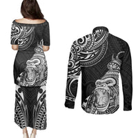 Hawaii Polynesian Couples Matching Puletasi Dress and Long Sleeve Button Shirts Gorila Tatoo Polynesian Style TS04 - Polynesian Pride