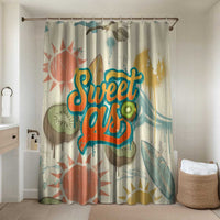 NZ Slang Sweet As Kiwi Shaka Sign Bathroom Set New Zealand Surfboards Sun and Tropical Beach Retro TS04 Shower Curtain Only Beige - Polynesian Pride