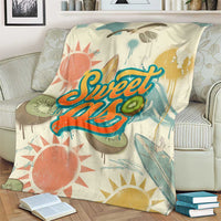 NZ Slang Sweet As Kiwi Shaka Sign Blanket New Zealand Surfboards Sun and Tropical Beach Retro