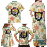 NZ Slang Sweet As Kiwi Shaka Sign Family Matching Off Shoulder Maxi Dress and Hawaiian Shirt New Zealand Surfboards Sun and Tropical Beach Retro TS04 - Polynesian Pride