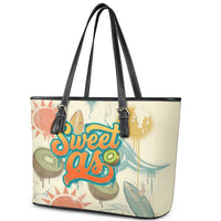 NZ Slang Sweet As Kiwi Shaka Sign Leather Tote Bag New Zealand Surfboards Sun and Tropical Beach Retro TS04 - Polynesian Pride