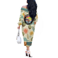 NZ Slang Sweet As Kiwi Shaka Sign Off The Shoulder Long Sleeve Dress New Zealand Surfboards Sun and Tropical Beach Retro TS04 - Polynesian Pride