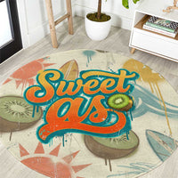 NZ Slang Sweet As Kiwi Shaka Sign Round Carpet New Zealand Surfboards Sun and Tropical Beach Retro TS04 Beige - Polynesian Pride