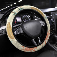 NZ Slang Sweet As Kiwi Shaka Sign Steering Wheel Cover New Zealand Surfboards Sun and Tropical Beach Retro TS04 Universal Fit Beige - Polynesian Pride