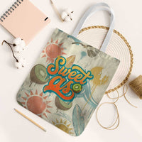 NZ Slang Sweet As Kiwi Shaka Sign Tote Bag New Zealand Surfboards Sun and Tropical Beach Retro TS04 White Strap One Size Beige - Polynesian Pride