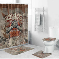 Choice Bro Graffiti Handshake Bathroom Set New Zealand Slang Fern Brick Wall and Urban Street Art TS04 Bathroom Set (4 pcs) Multicolor - Polynesian Pride