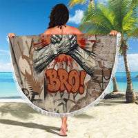 Choice Bro Graffiti Handshake Beach Blanket New Zealand Slang Fern Brick Wall and Urban Street Art