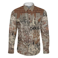 Choice Bro Graffiti Handshake Family Matching Mermaid Dress and Hawaiian Shirt New Zealand Slang Fern Brick Wall and Urban Street Art TS04 Dad's Shirt - Long Sleeve Multicolor - Polynesian Pride