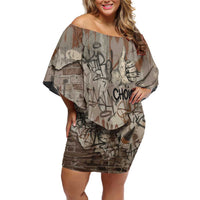 Choice Bro Graffiti Handshake Family Matching Off Shoulder Short Dress and Hawaiian Shirt New Zealand Slang Fern Brick Wall and Urban Street Art TS04 Mom's Dress Multicolor - Polynesian Pride