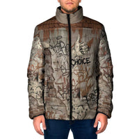 Choice Bro Graffiti Handshake Padded Jacket New Zealand Slang Fern Brick Wall and Urban Street Art