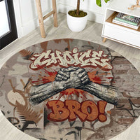 Choice Bro Graffiti Handshake Round Carpet New Zealand Slang Fern Brick Wall and Urban Street Art TS04 Multicolor - Polynesian Pride