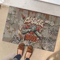 Choice Bro Graffiti Handshake Rubber Doormat New Zealand Slang Fern Brick Wall and Urban Street Art TS04 - Polynesian Pride
