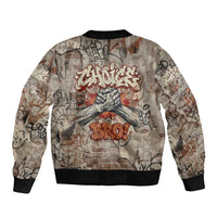 Choice Bro Graffiti Handshake Sleeve Zip Bomber Jacket New Zealand Slang Fern Brick Wall and Urban Street Art TS04 - Polynesian Pride