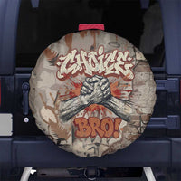 Choice Bro Graffiti Handshake Spare Tire Cover New Zealand Slang Fern Brick Wall and Urban Street Art TS04 No hole Multicolor - Polynesian Pride