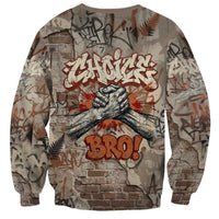 Choice Bro Graffiti Handshake Sweatshirt New Zealand Slang Fern Brick Wall and Urban Street Art