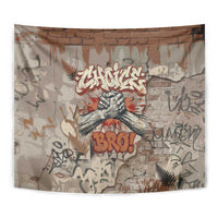 Choice Bro Graffiti Handshake Tapestry New Zealand Slang Fern Brick Wall and Urban Street Art TS04 - Polynesian Pride