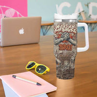 Choice Bro Graffiti Handshake Tumbler With Handle New Zealand Slang Fern Brick Wall and Urban Street Art TS04 - Polynesian Pride