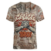 Choice Bro Graffiti Handshake Women V-Neck T-Shirt New Zealand Slang Fern Brick Wall and Urban Street Art TS04 - Polynesian Pride