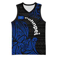 Pohnpei Federated States Of Micronesia Basketball Jersey Polynesian Tribal Heritage Art With Blue Island Tattoo Patterns