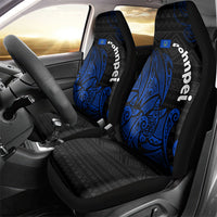Pohnpei Federated States Of Micronesia Car Seat Cover Polynesian Tribal Heritage Art With Blue Island Tattoo Patterns