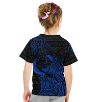 Pohnpei Federated States Of Micronesia Kid T Shirt Polynesian Tribal Heritage Art With Blue Island Tattoo Patterns